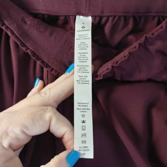 Lululemon Keep It Moving Joggers 6 Burgundy Athleisure Cassis Drawstring Waist - Picture 2 of 7